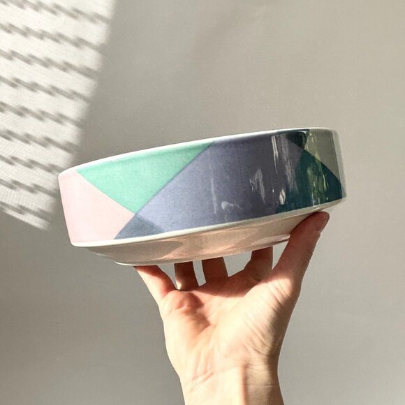 Vintage Other - Pastel Multicolor Vintage Tempo Eighty Signed Mikasa Wide Rim Raised 80's Bowl